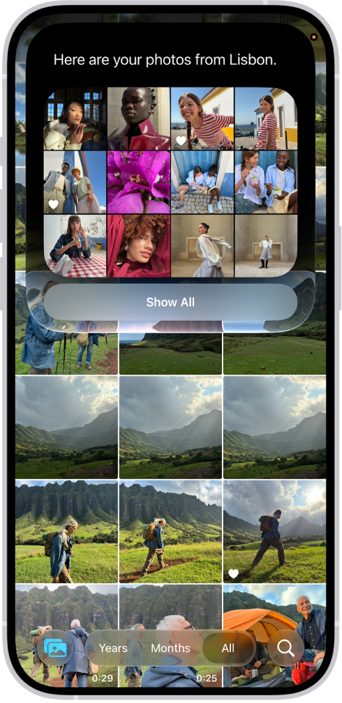 Siri AI finds photos from a trip to Lisbon in Apple's iPhone example.