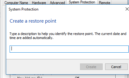 Create Restore point & restore Windows 10